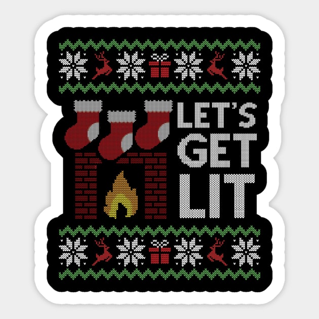 Ugly Christmas Sweater Lets Get Lit Sticker by HolidayoftheWeek